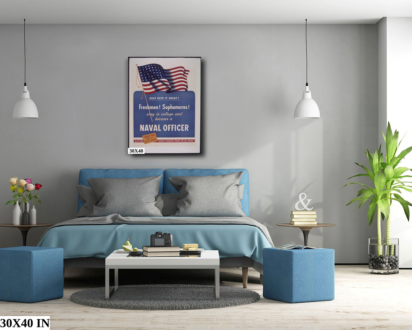 Stay in College and become a Naval Officer Second World War Poster