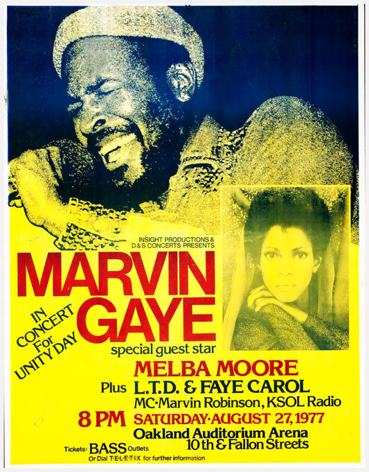 Marvin Gaye in concert for Unity Day 1977 Concert poster
