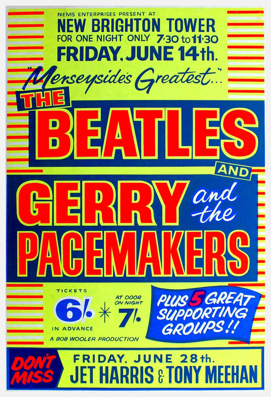 The Beatles at the New Brighton Tower 1963 concert poster