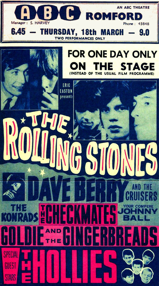 The Rolling Stones at the ABC Theatre in Romford poster