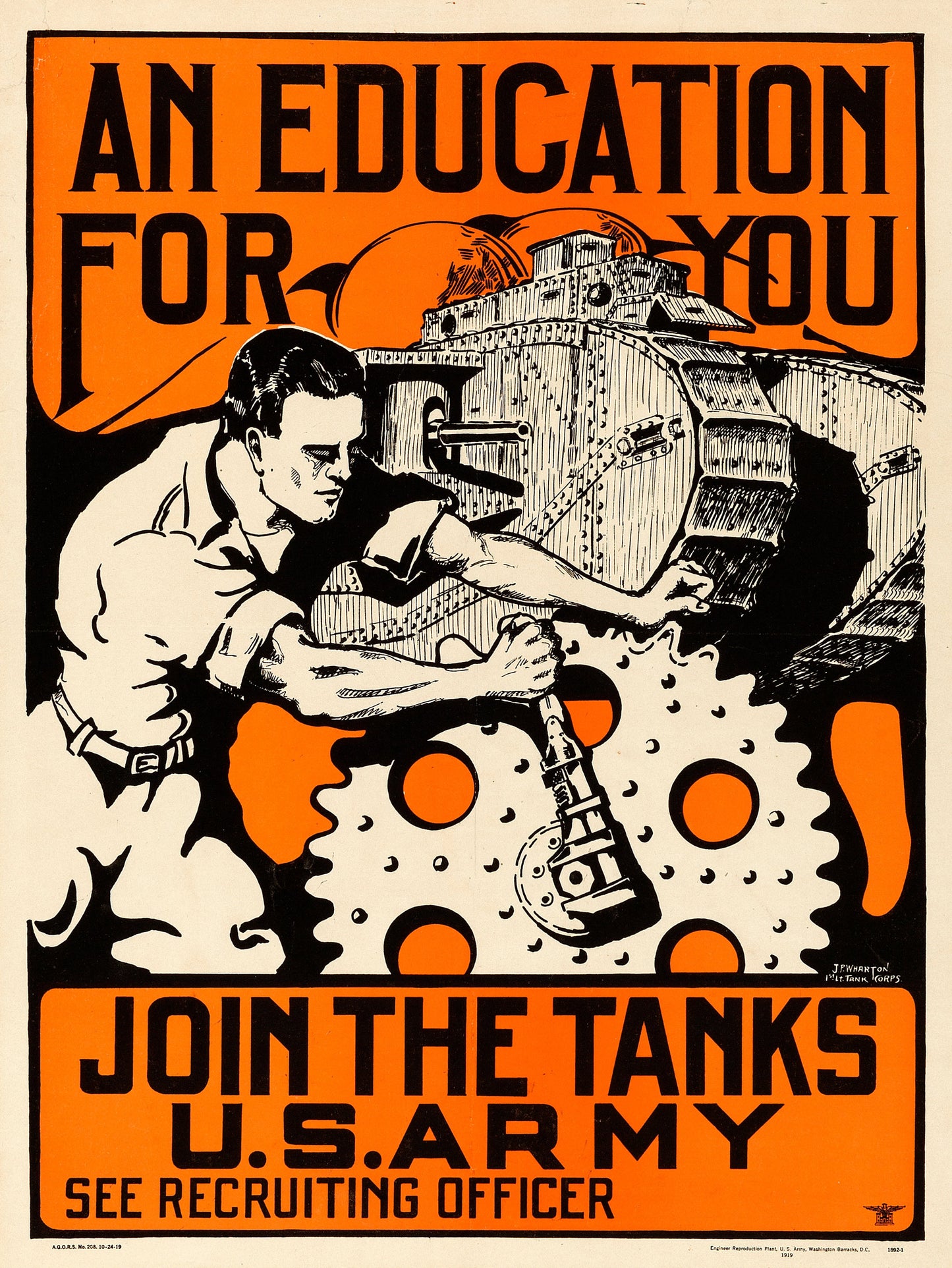 An Education For You, Join the Tanks by J. P. Wharton (1919) WWI
