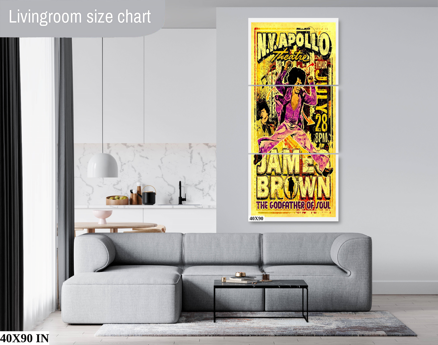 James Brown at the Apollo Theater concert poster yellow