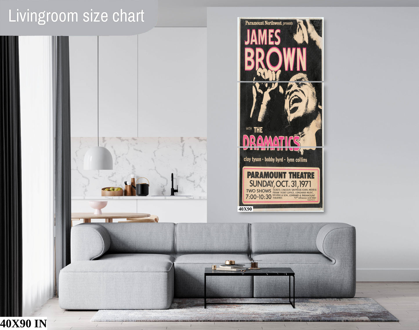 James Brown at the Paramount Theater concert poster