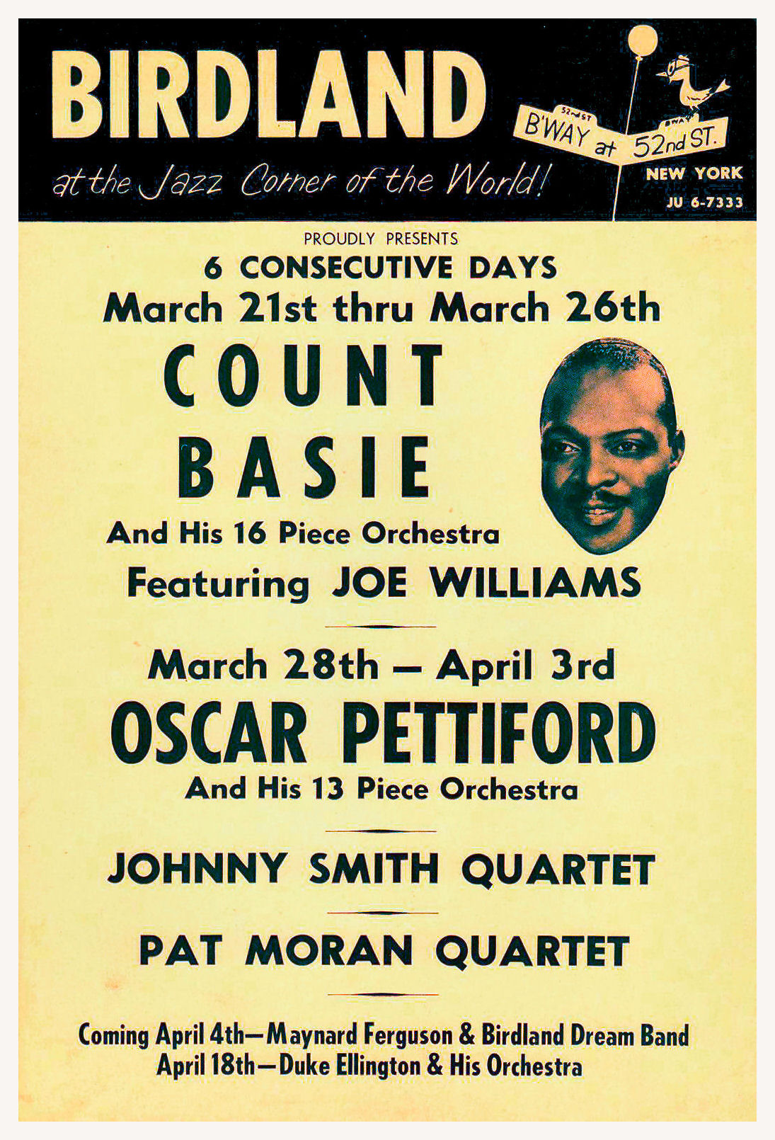 Count Basie at Birdland concert poster