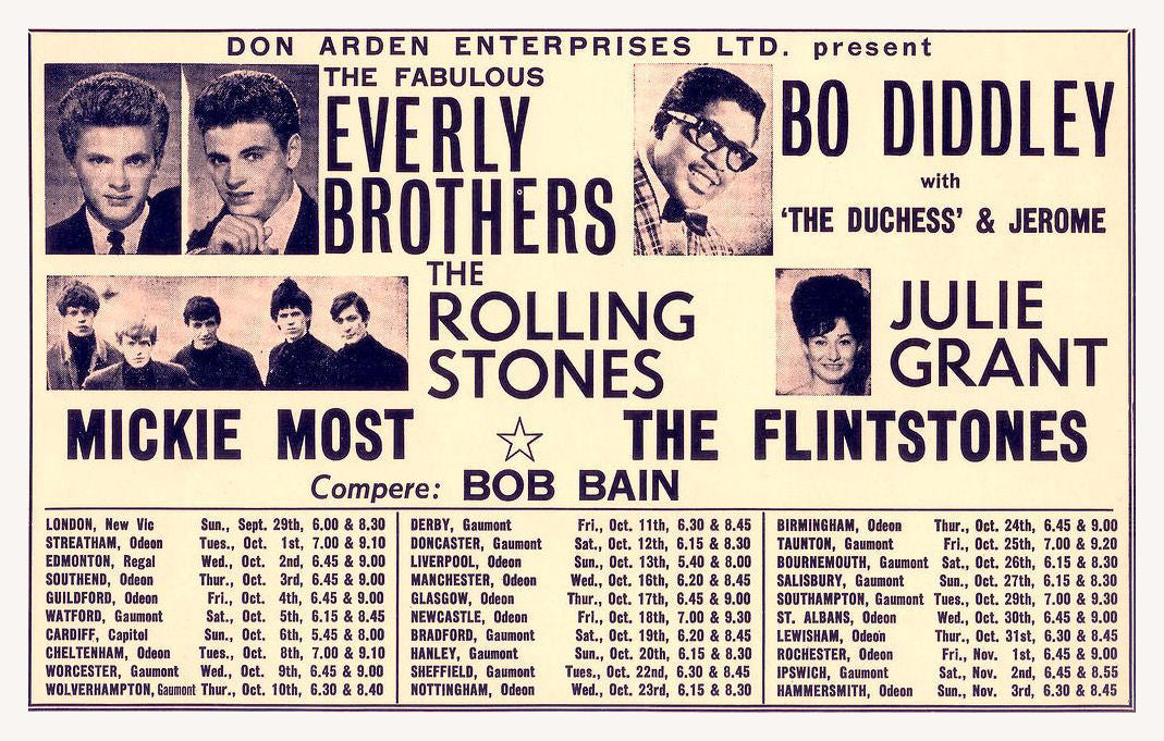 Everly Brothers and The Rolling Stones concert poster