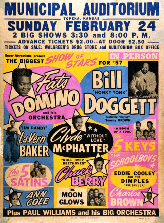 Fats Domino - Show Of Stars 1957 concert poster