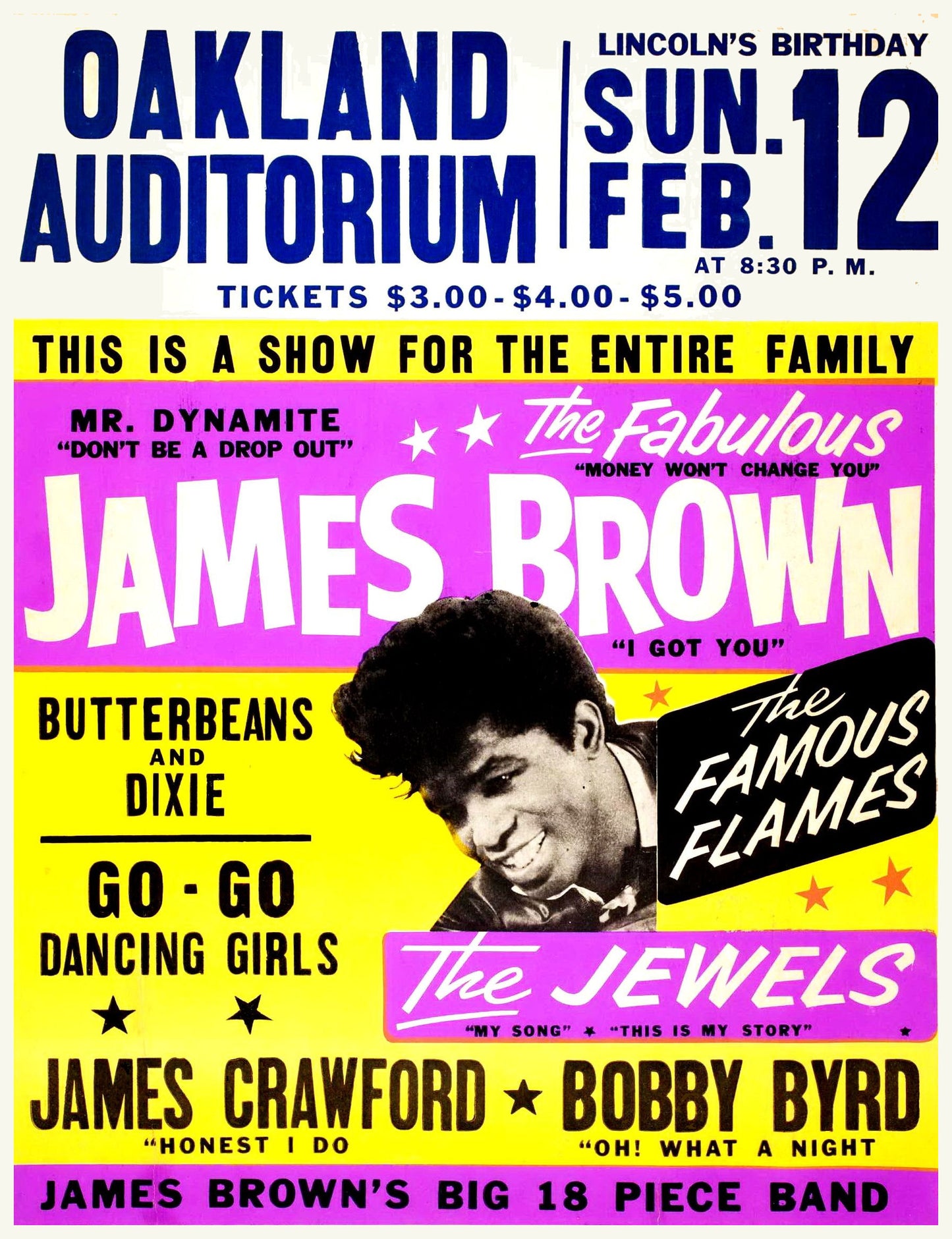 James Brown at the Oakland Auditorium concert poster