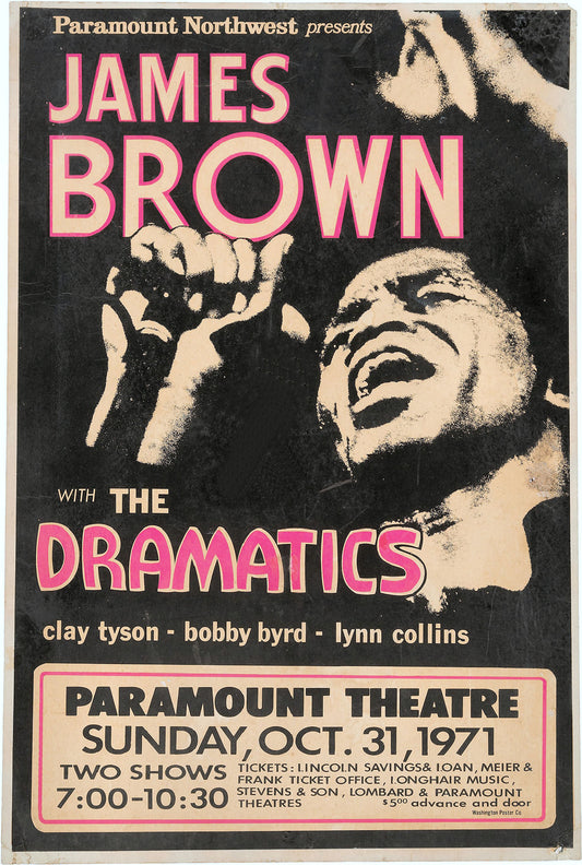 James Brown at the Paramount Theater concert poster