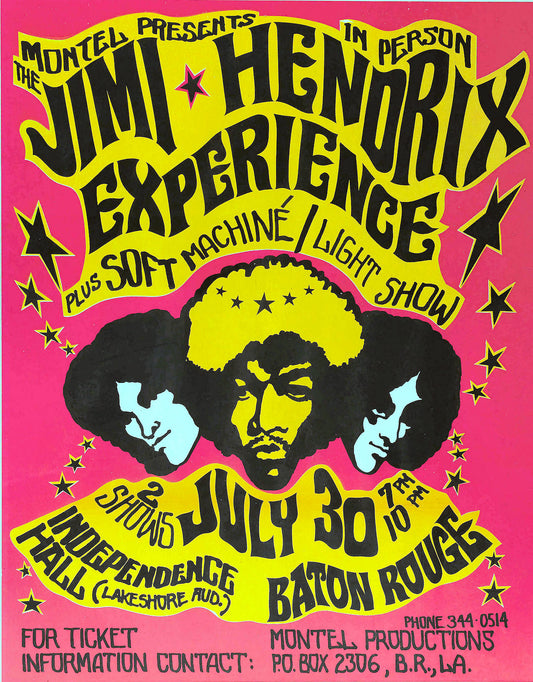 Jimi Hendrix at Baton Rouge concert poster