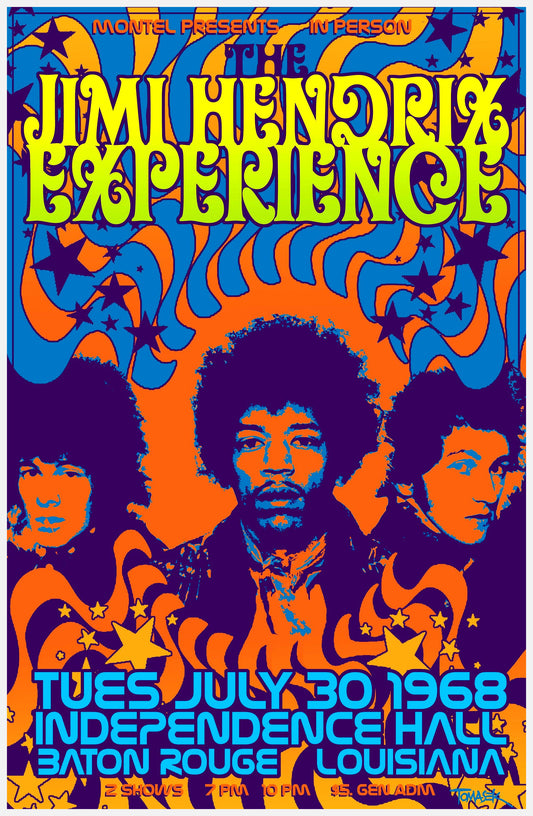 Jimi Hendrix July 30, 1968 Concert poster