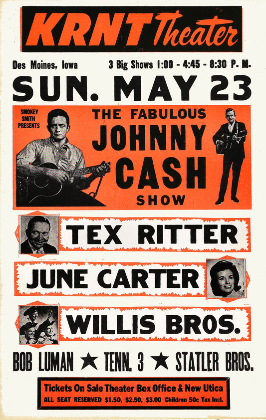 Johnny Cash KRNT Theater Concert poster