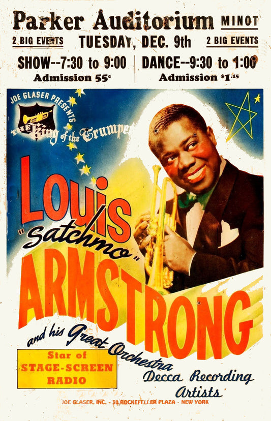 Louis Armstrong at Parker Auditorium Concert poster