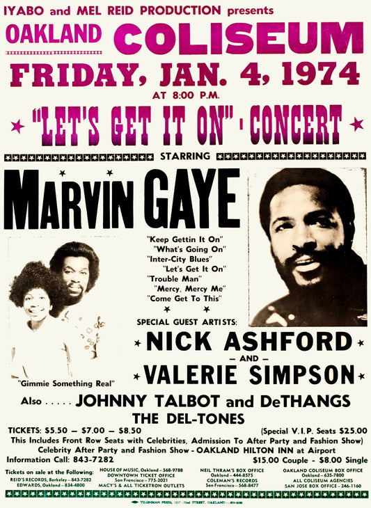 Marvin Gaye the Oakland Coliseum Concert poster