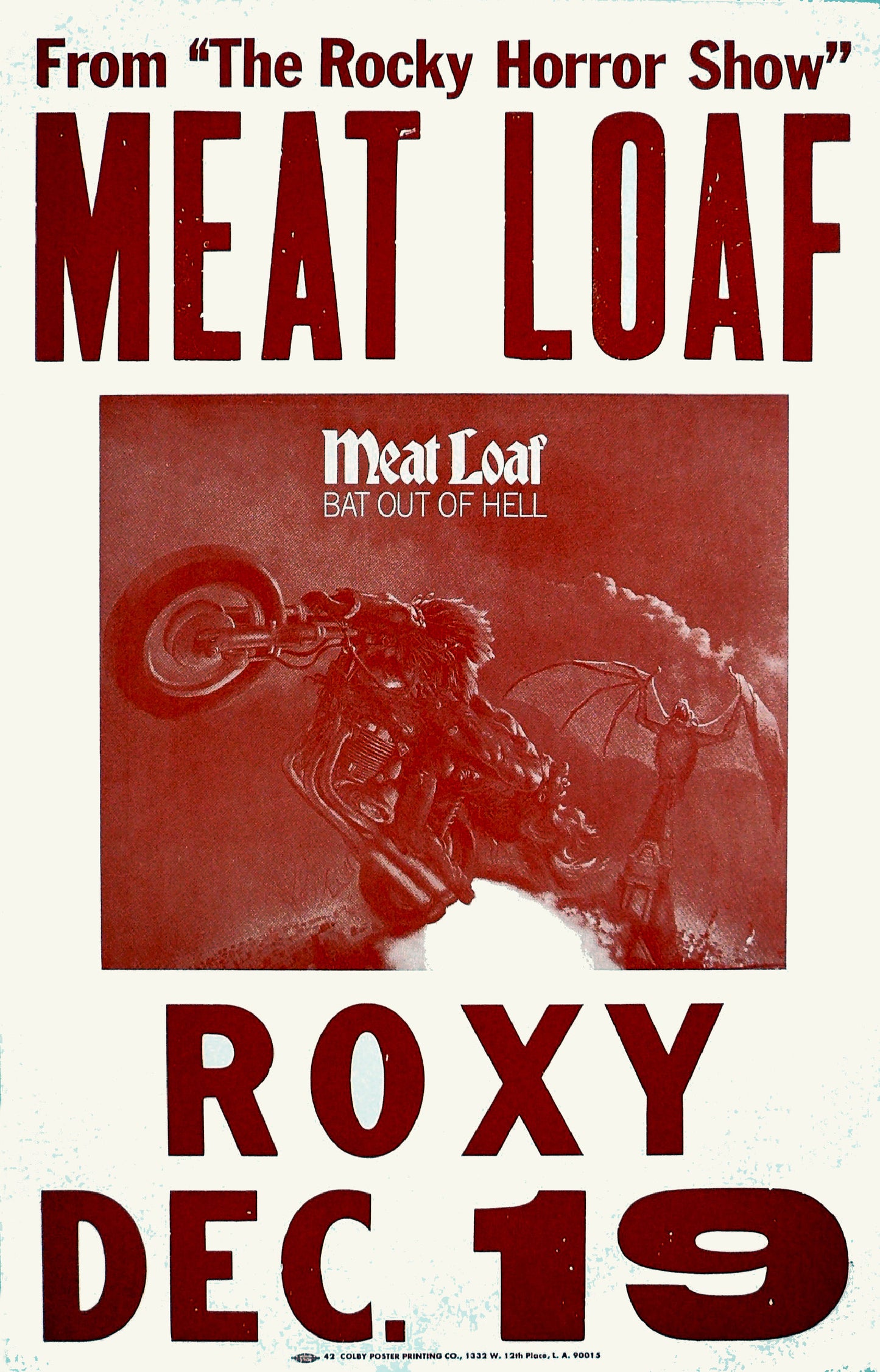 Meat Loaf at the Roxy Concert poster