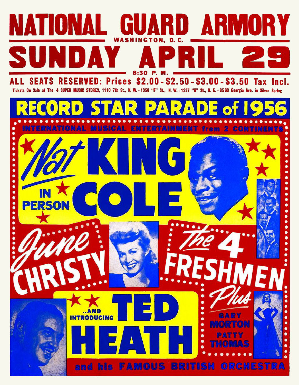 Nat King Cole at the National Guard Armory Concert poster