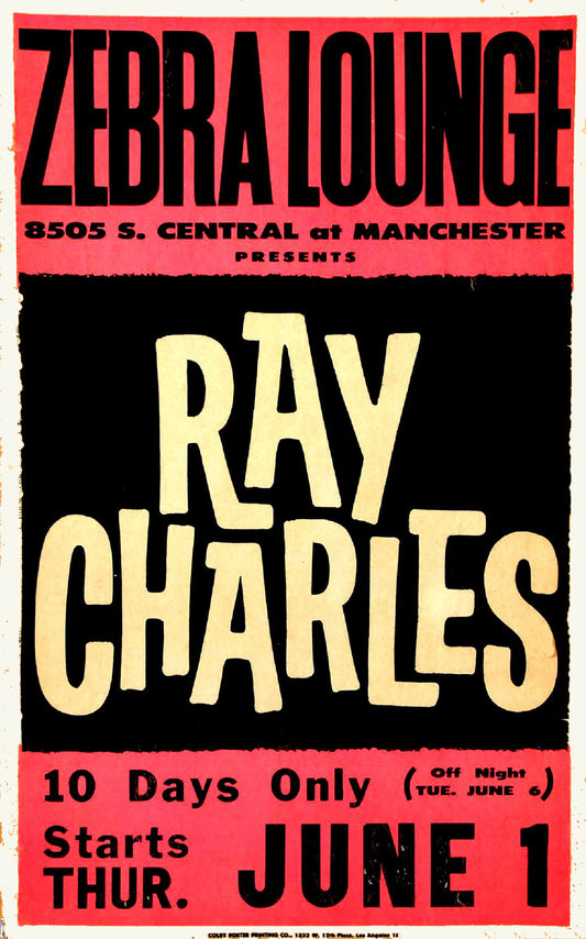 Ray Charles at the Zebra Lounge concert poster