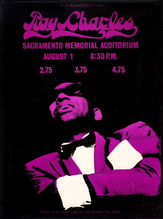 Ray Charles at the  Sacramento Memorial Auditorium concert poster