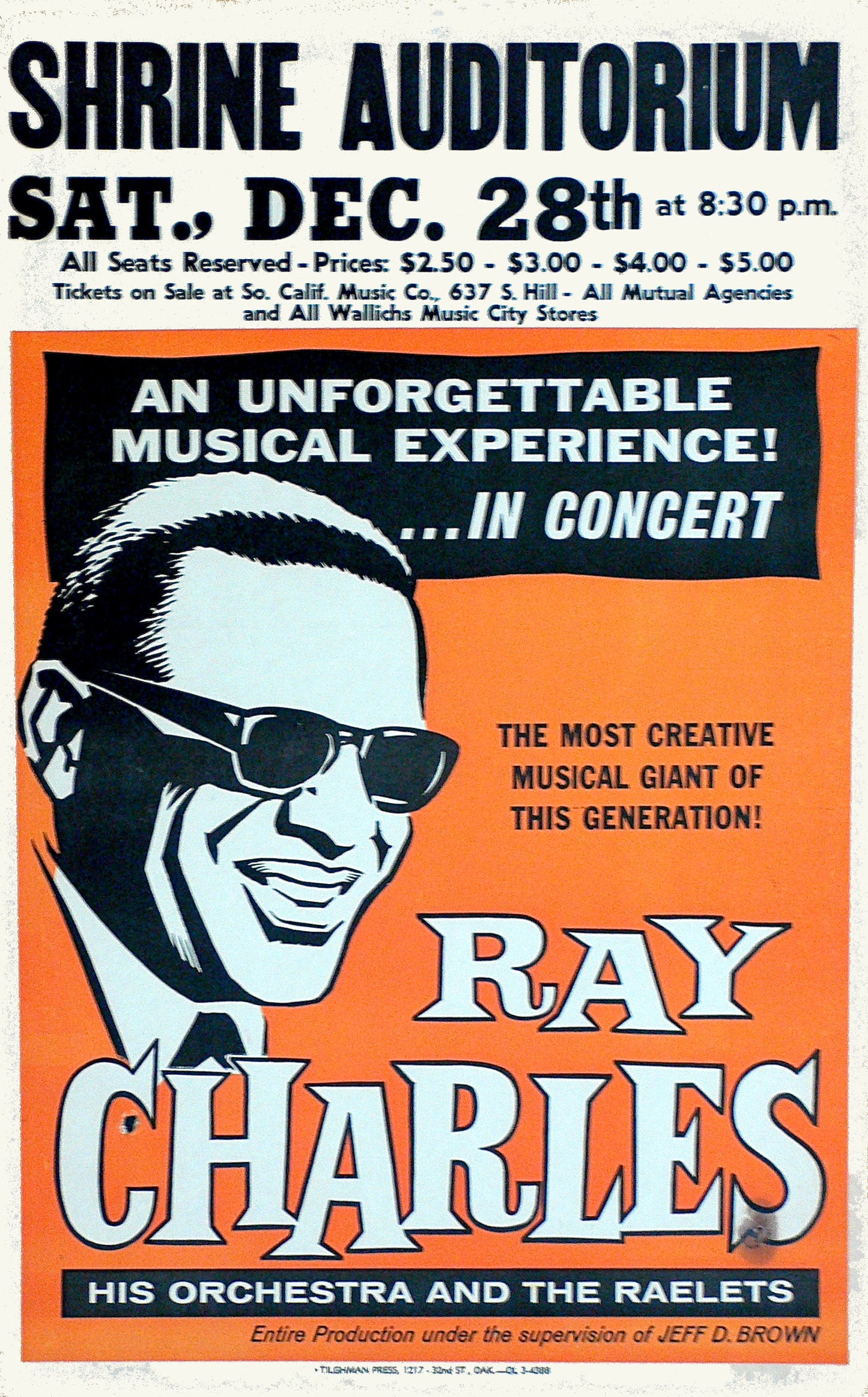 Ray Charles at the Shrine Auditorium concert poster