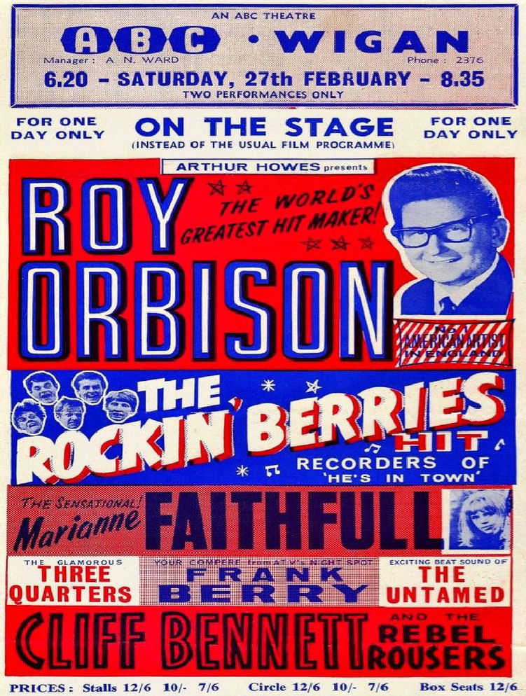 Roy Orbison at Wigan concert poster