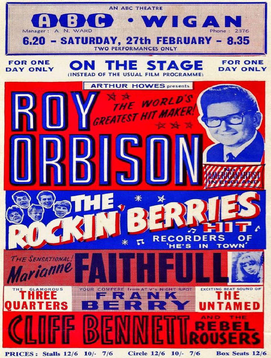 Roy Orbison at Wigan concert poster