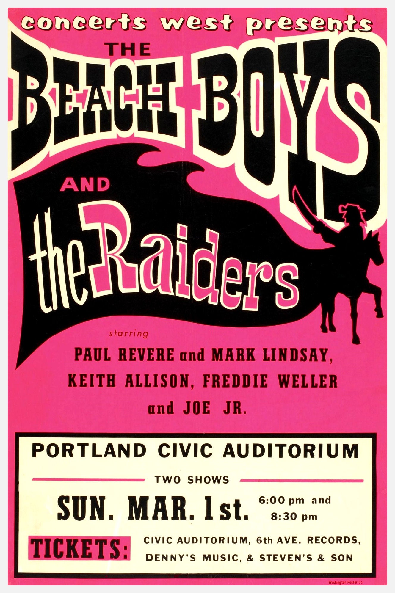 The Beach Boys & The Raiders concert poster