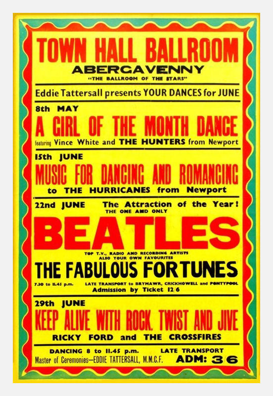 The Beatles at Abergavenny concert poster