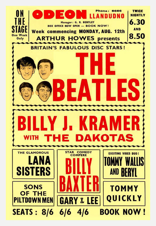 The Beatles at Llandudno concert poster