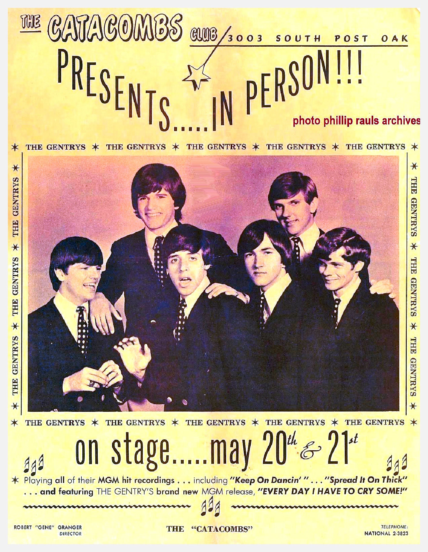 The Gentrys at the Catacombs Club concert poster