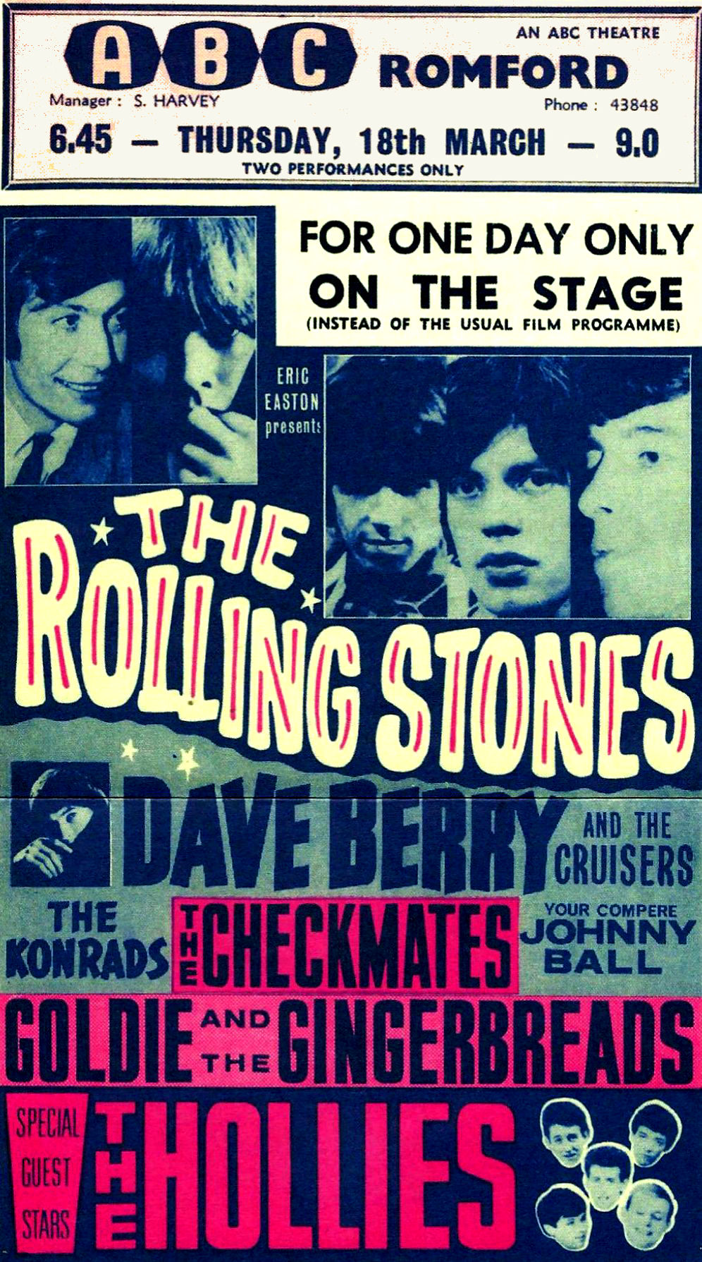 The Rolling Stones at the ABC Theatre in Romford poster