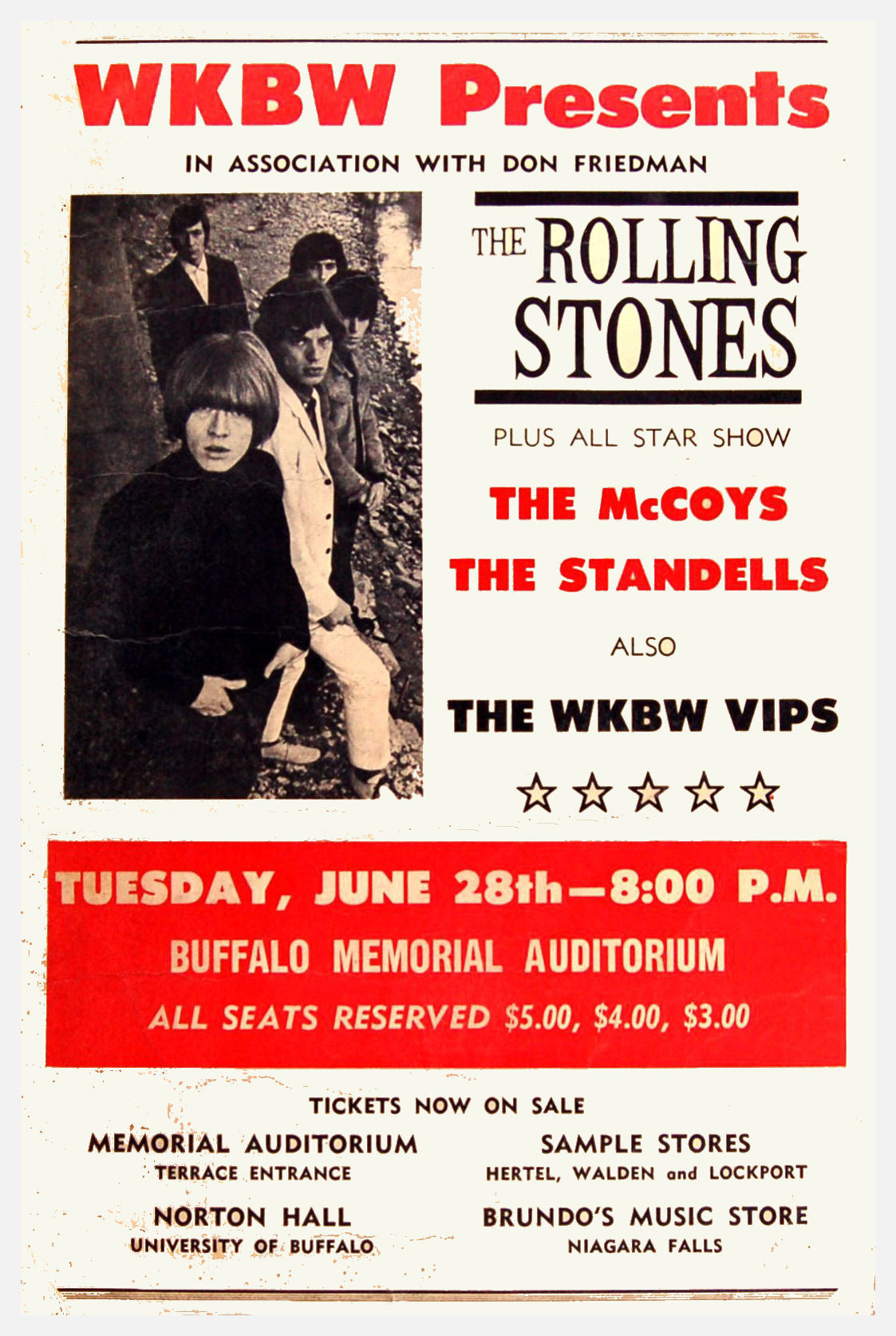 The Rolling Stones at the Buffalo Memorial Auditorium concert poster